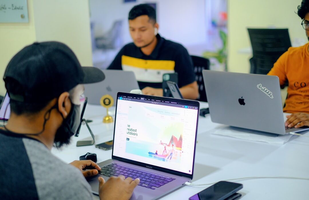 team discussing web project